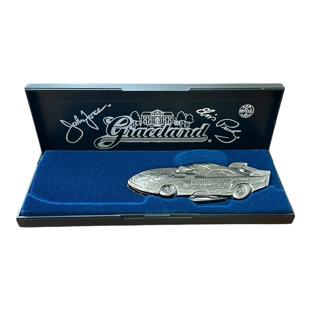 John Force Castrol Elvis NHRA Action Racing Silver‎ Collector Knife w/Case
